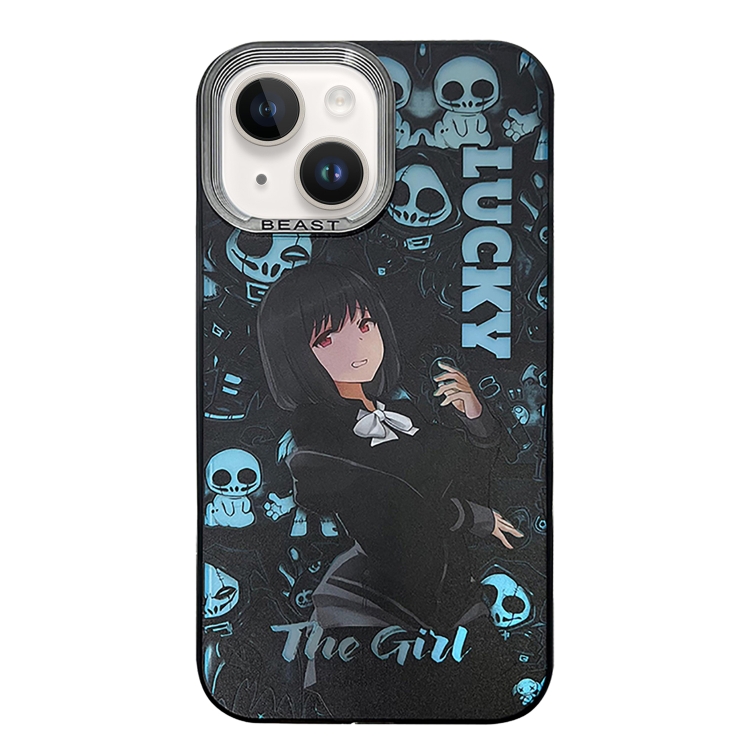 

For iPhone 14 Aurora Series Painted Pattern Phone Case(Girl)
