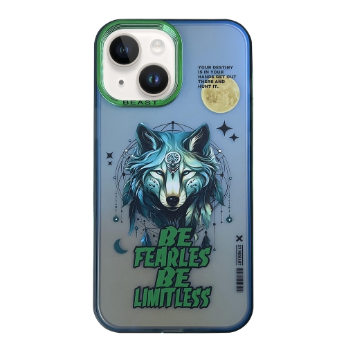 

For iPhone 14 Aurora Series Painted Pattern Phone Case(Wolf)