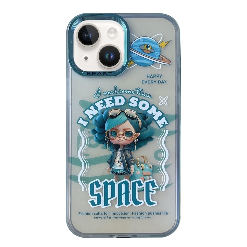 

For iPhone 13 Aurora Series Painted Pattern Phone Case(Glasses Girl)