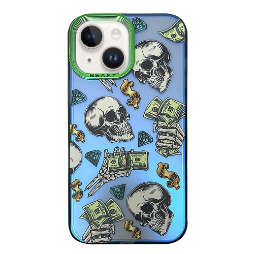 

For iPhone 13 Aurora Series Painted Pattern Phone Case(Skull)