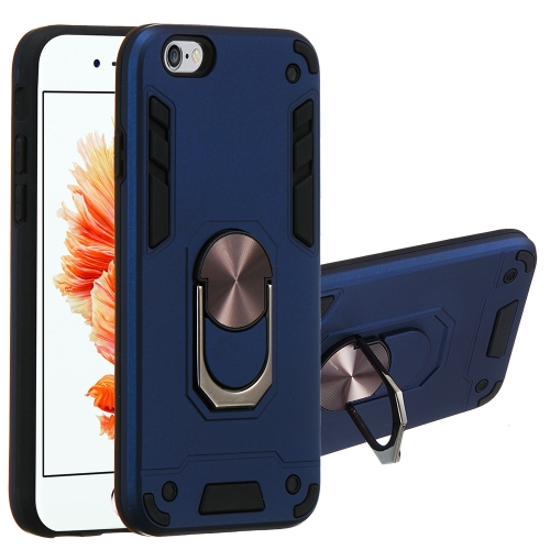 

For iPhone 6 / 6s 2 in 1 Armour Series PC + TPU Protective Case with Ring Holder(Royal Blue)