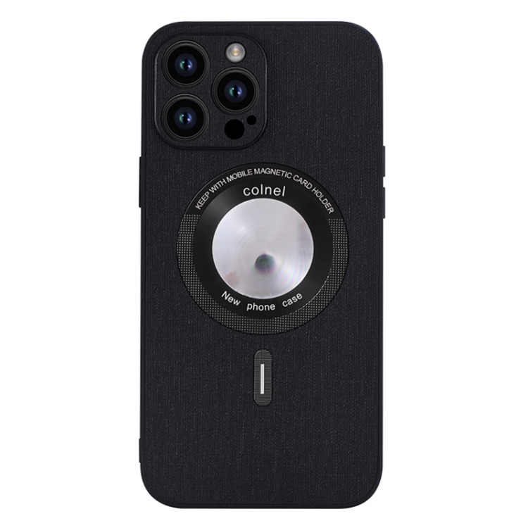 

For iPhone 15 Pro Cloth Texture MagSafe Magnetic PU Phone Case(Black)