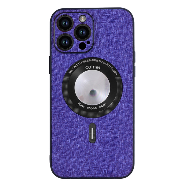 

For iPhone 15 Pro Cloth Texture MagSafe Magnetic PU Phone Case(Purple)