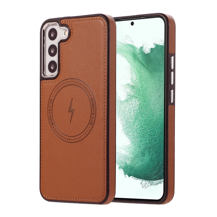 

For Samsung Galaxy S23 5G Side Leather Magsafe Phone Case(Brown)