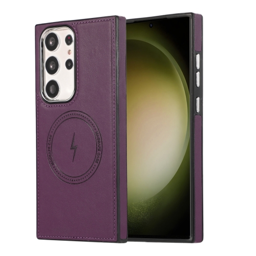 For Samsung Galaxy S22 Ultra 5G Side Leather Magsafe Phone Case(Dark Purple) чехол nillkin camshield pro case для samsung galaxy note 20 ultra