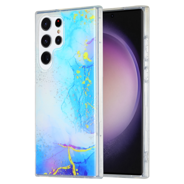 

For Samsung Galaxy S23 Ultra 5G Dual-side IMD Marble Phone Case(Dark Blue)
