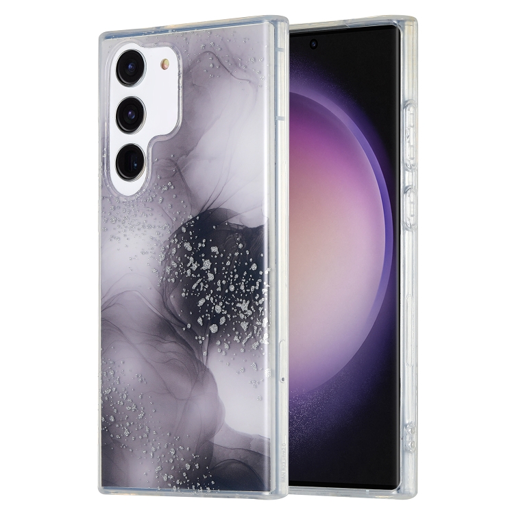 

For Samsung Galaxy S23+ 5G Dual-side IMD Marble Phone Case(Black)