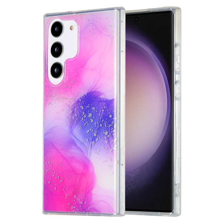 

For Samsung Galaxy S23+ 5G Dual-side IMD Marble Phone Case(Smudged Purple)