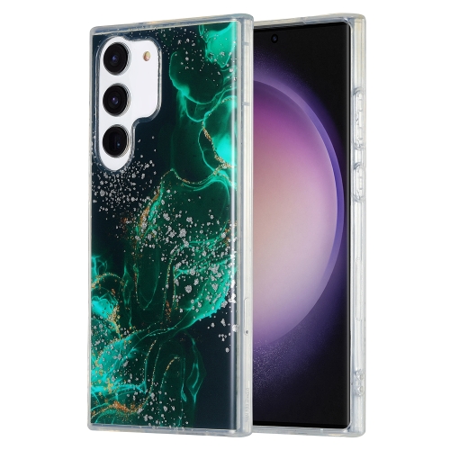 

For Samsung Galaxy S23 5G Dual-side IMD Marble Phone Case(Dark Green)