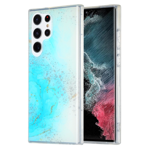 

For Samsung Galaxy S22 Ultra 5G Dual-side IMD Marble Phone Case(Sky Blue)