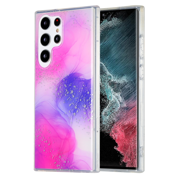 

For Samsung Galaxy S22 Ultra 5G Dual-side IMD Marble Phone Case(Smudged Purple)