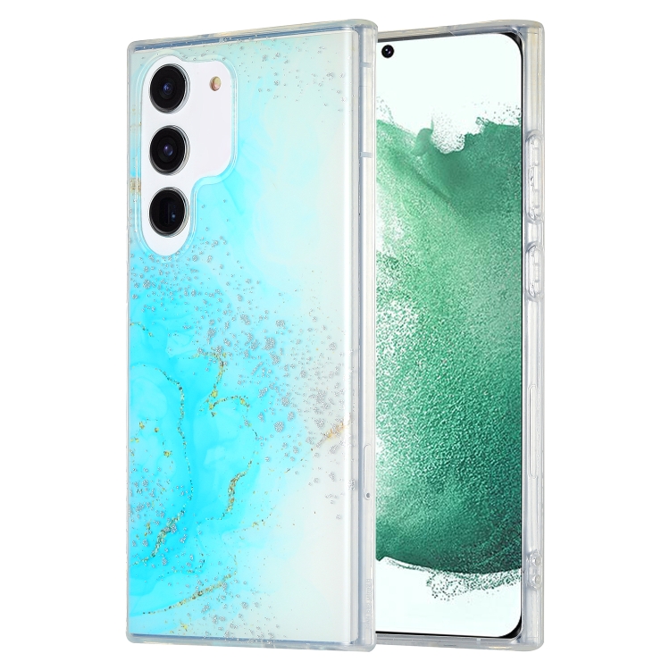 

For Samsung Galaxy S22+ 5G Dual-side IMD Marble Phone Case(Sky Blue)