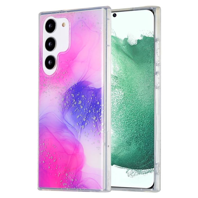 

For Samsung Galaxy S22+ 5G Dual-side IMD Marble Phone Case(Smudged Purple)