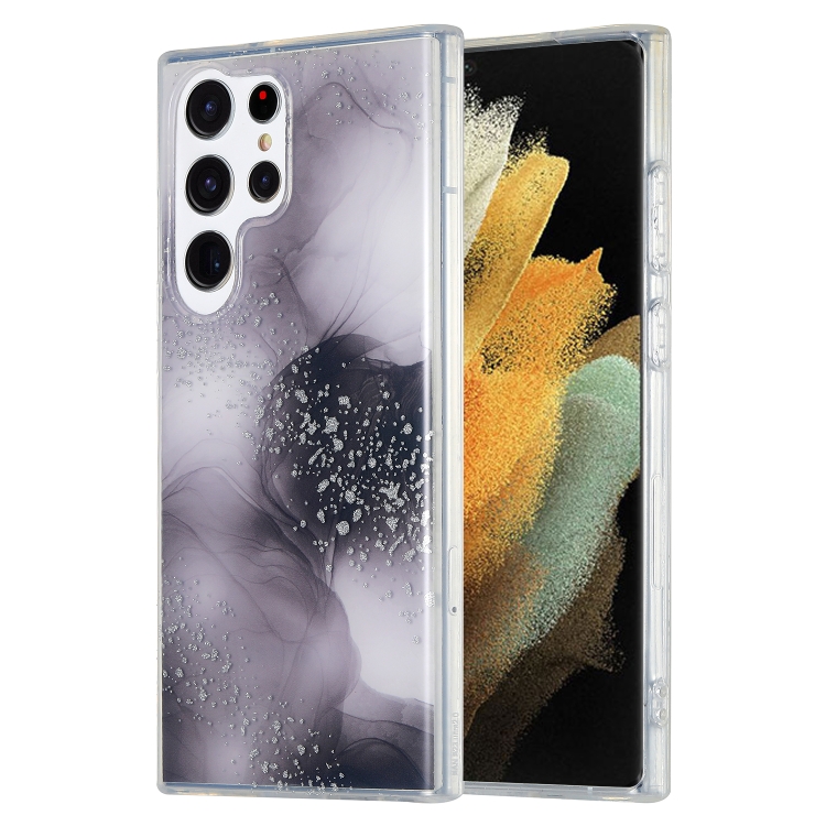 

For Samsung Galaxy S21 Ultra 5G Dual-side IMD Marble Phone Case(Black)