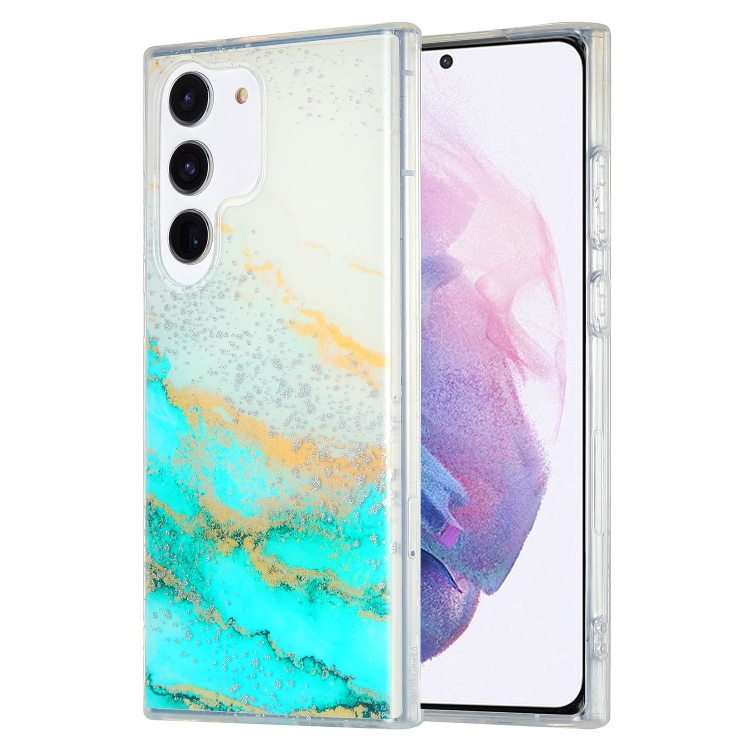 

For Samsung Galaxy S21 5G Dual-side IMD Marble Phone Case(White Green)