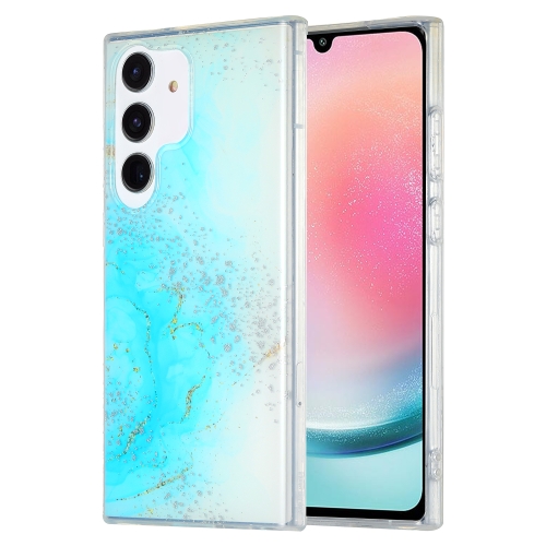 

For Samsung Galaxy A24 4G Dual-side IMD Marble Phone Case(Sky Blue)