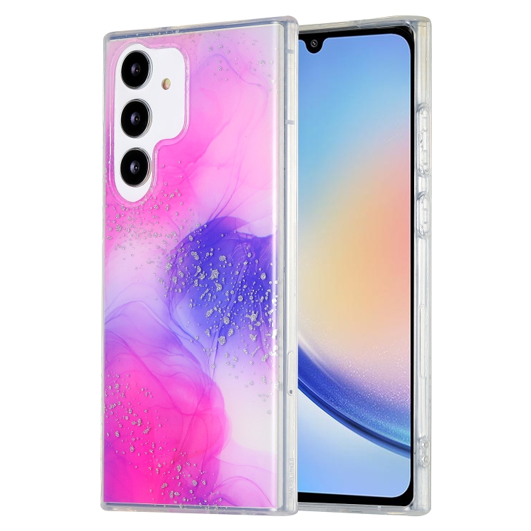 

For Samsung Galaxy A34 5G Dual-side IMD Marble Phone Case(Smudged Purple)