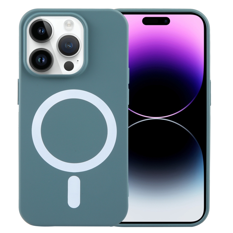 

For iPhone 15 Pro Max MagSafe Liquid Silicone Phone Case(Deep Green)