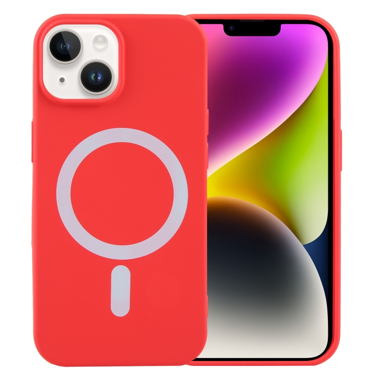 

For iPhone 15 MagSafe Liquid Silicone Phone Case(Red)