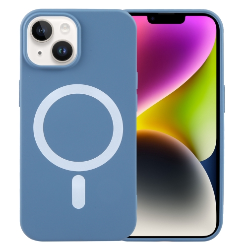 

For iPhone 14 Plus MagSafe Liquid Silicone Phone Case(Blue)
