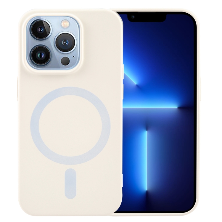 

For iPhone 13 Pro Max MagSafe Liquid Silicone Phone Case(White)