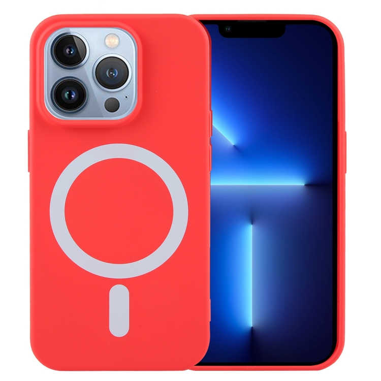 

For iPhone 13 Pro Max MagSafe Liquid Silicone Phone Case(Red)