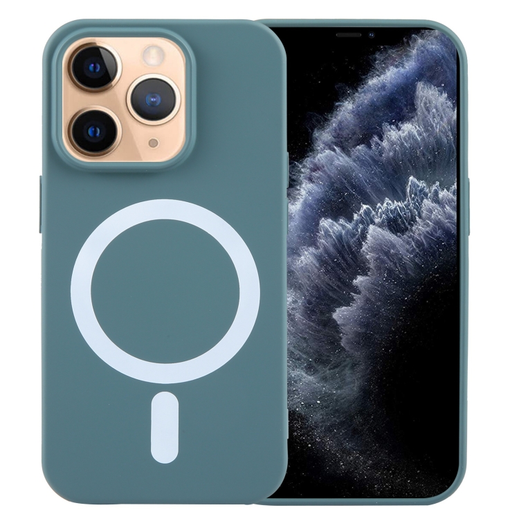

For iPhone 11 Pro Max MagSafe Liquid Silicone Phone Case(Deep Green)