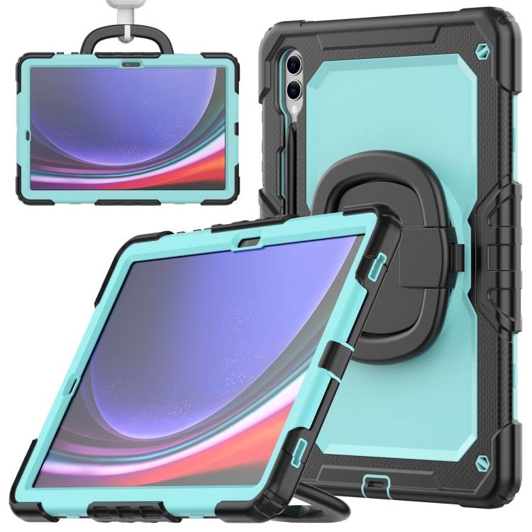 

For Samsung Galaxy Tab S9+ / S10+ D Type Silicone Hybrid PC Tablet Case with Handle Holder(Light Blue PC)
