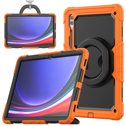 

For Samsung Galaxy Tab S10 Ultra D Type Silicone Hybrid PC Tablet Case with Handle Holder(Orange)