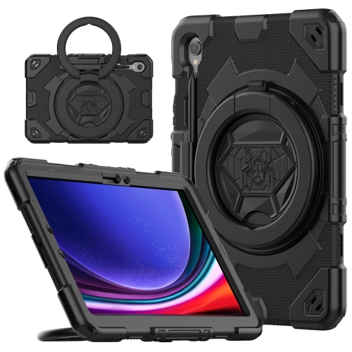 

For Samsung Galaxy Tab S9 Spider Rotation Handle Silicone Hybrid PC Tablet Case(Black)