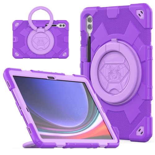 

For Samsung Galaxy Tab S9+ Spider Rotation Handle Silicone Hybrid PC Tablet Case(Purple)