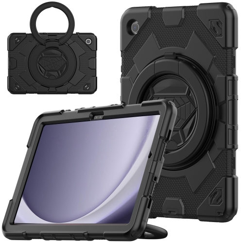 

For Samsung Galaxy Tab A9+ Spider Rotation Handle Silicone Hybrid PC Tablet Case(Black)