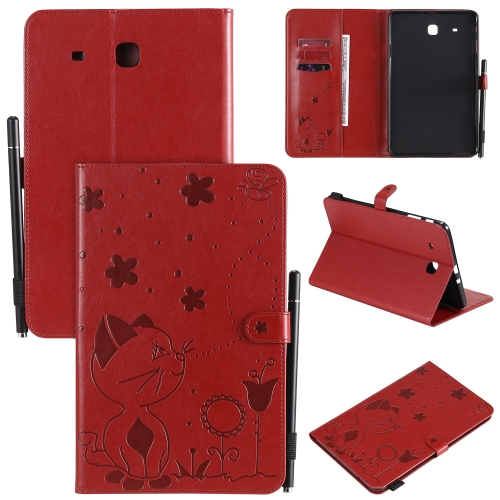 For Samsung Galaxy Tab E9 6 T560 Cat Bee Embossing Pattern Shockproof Table Pc Protective Horizontal