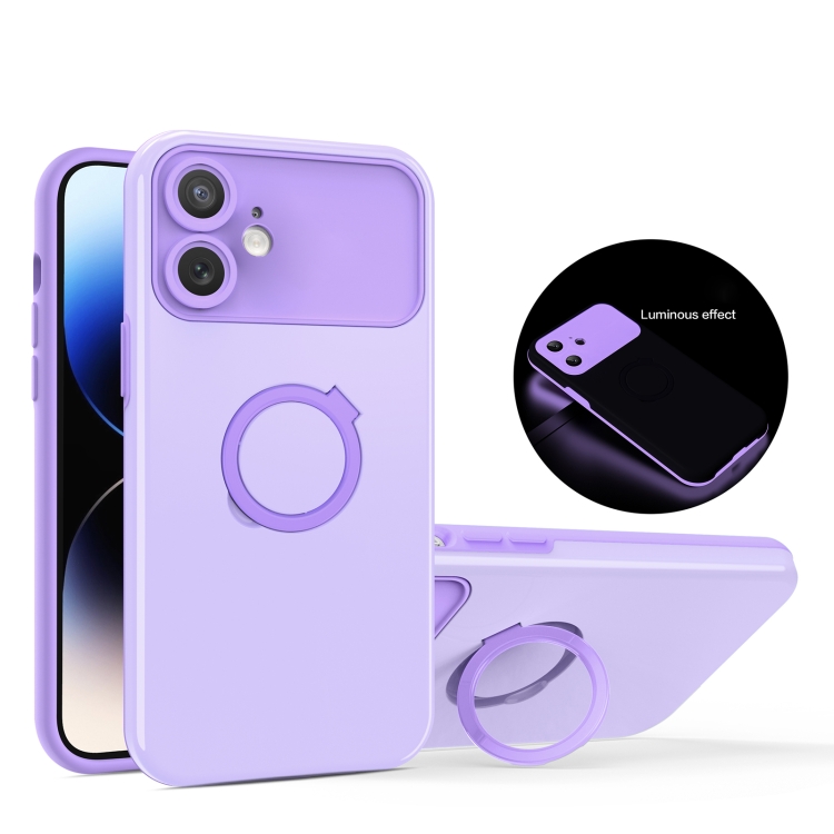 

For iPhone 12 Luminous Series Ring Holder Phone Case(Purple)