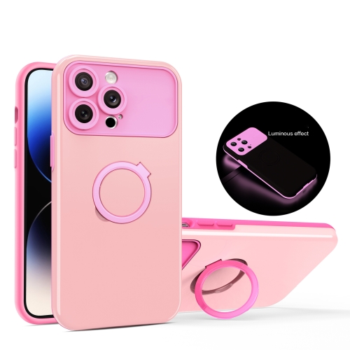 

For iPhone 12 Pro Max Luminous Series Ring Holder Phone Case(Pink)