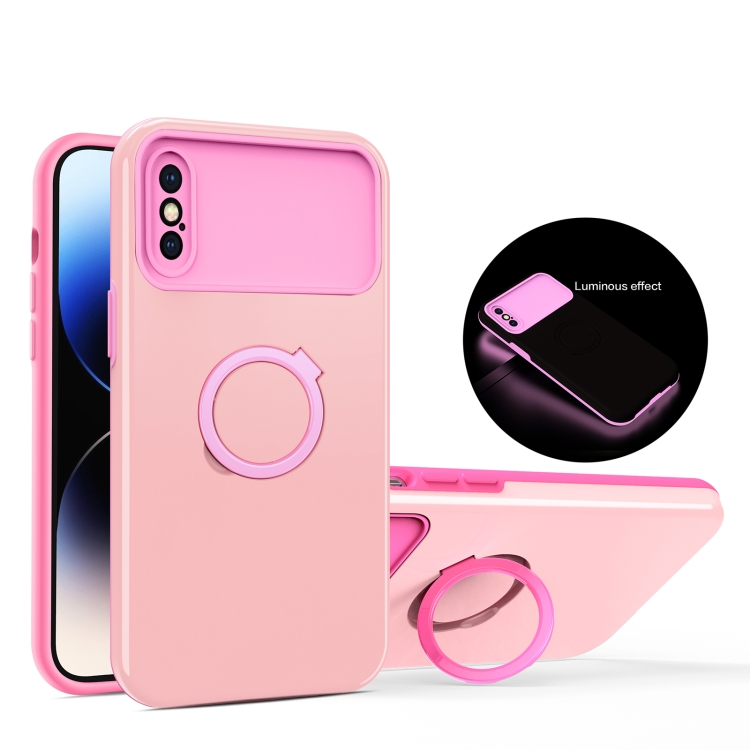 

For iPhone XS Max Luminous Series Ring Holder Phone Case(Pink)