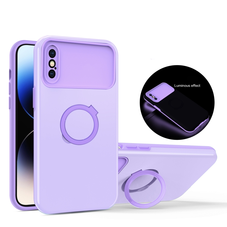 

For iPhone XS Max Luminous Series Ring Holder Phone Case(Purple)