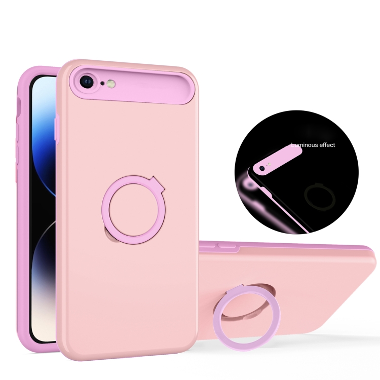 

For iPhone SE 2022 / SE 2020 / 8 Luminous Series Ring Holder Phone Case(Pink)