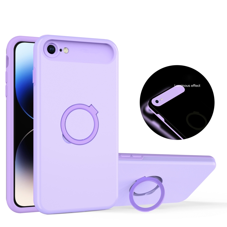 

For iPhone SE 2022 / SE 2020 / 8 Luminous Series Ring Holder Phone Case(Purple)