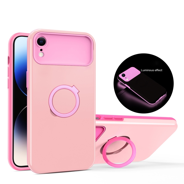 

For iPhone XR Luminous Series Ring Holder Phone Case(Pink)