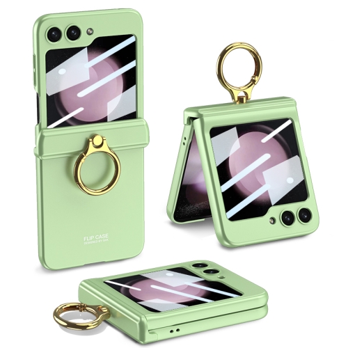 

For Samsung Galaxy Z Flip5 GKK Integrated Magnetic Hinge Phone Case with Ring Holder(Matcha Green)