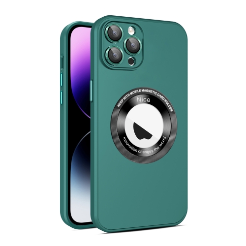 

For iPhone 11 Pro Max Eagle Eye Lens CD Texture MagSafe Magnifier Phone Case(Dark Green)