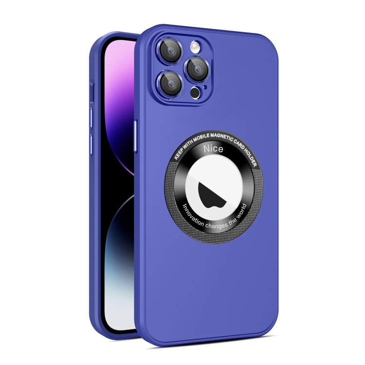 

For iPhone 14 Pro Eagle Eye Lens CD Texture MagSafe Magnifier Phone Case(Dark Purple)