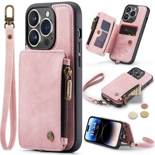 

For iPhone 15 Pro CaseMe C20 Multifunctional RFID Leather Phone Case(Pink)