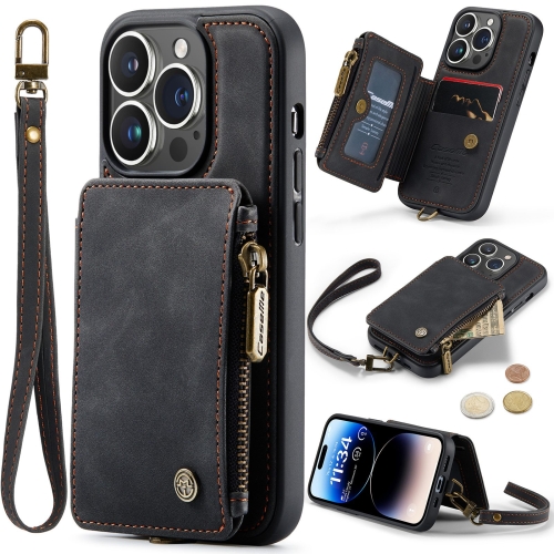 

For iPhone 15 Pro Max CaseMe C20 Multifunctional RFID Leather Phone Case(Black)