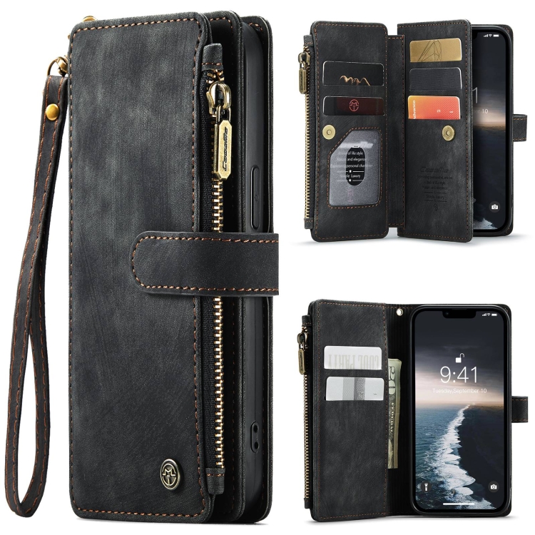 

For iPhone 15 CaseMe C30 Multifunctional Leather Phone Case(Black)