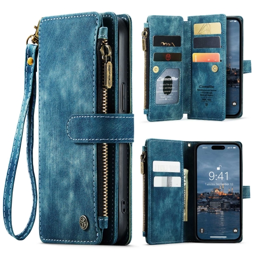 

For iPhone 15 Pro CaseMe C30 Multifunctional Leather Phone Case(Blue)