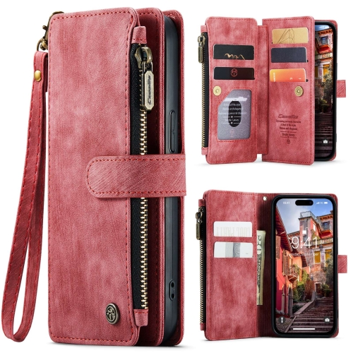 

For iPhone 15 Pro CaseMe C30 Multifunctional Leather Phone Case(Red)