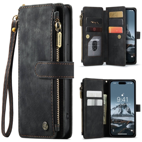 

For iPhone 15 Pro CaseMe C30 Multifunctional Leather Phone Case(Black)