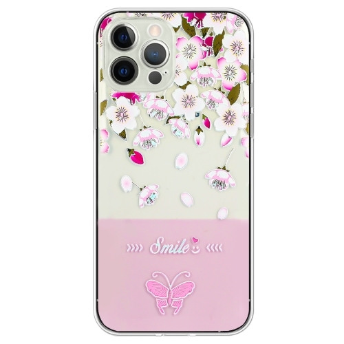 

For iPhone 15 Pro Max Bronzing Butterfly Flower TPU Phone Case(Peach Blossoms)